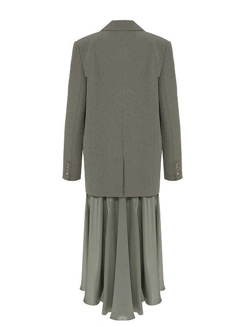 Grey Silk Midi Dress & Jacket Set, 2 Grey Silk Midi Dress & Jacket Set, 2