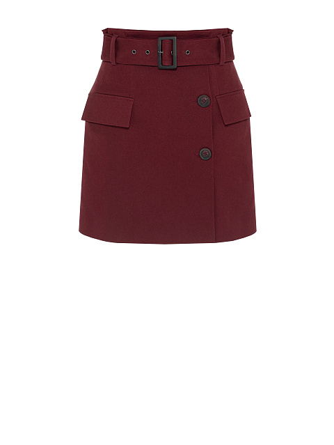 Burgundy Mini Skirt With Pockets, 1 Burgundy Mini Skirt With Pockets, 1