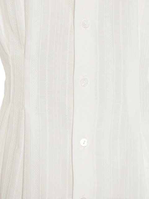 White striped cotton blouse with voluminous sleeves, 3 White striped cotton blouse with voluminous sleeves, 3