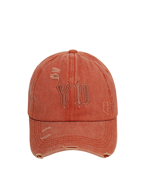 Orange Denim "YD" Embroidered Cap, 2 Orange Denim "YD" Embroidered Cap, 2