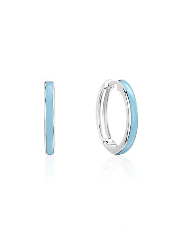 White gold hoops with light blue enamel, 1