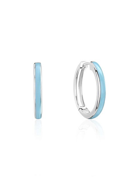 White gold hoops with light blue enamel, 1