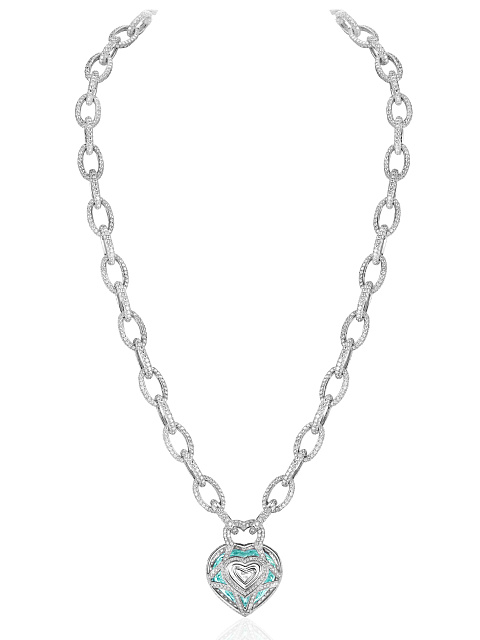 White gold chain necklace with Paraiba tourmaline and diamonds, 5
