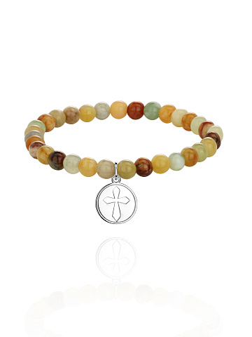 Silver & Jade Beaded Bracelet, 1