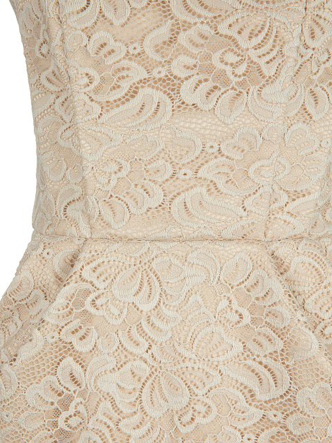 Beige Lace-Paneled Mini Dress, 3 Beige Lace-Paneled Mini Dress, 3