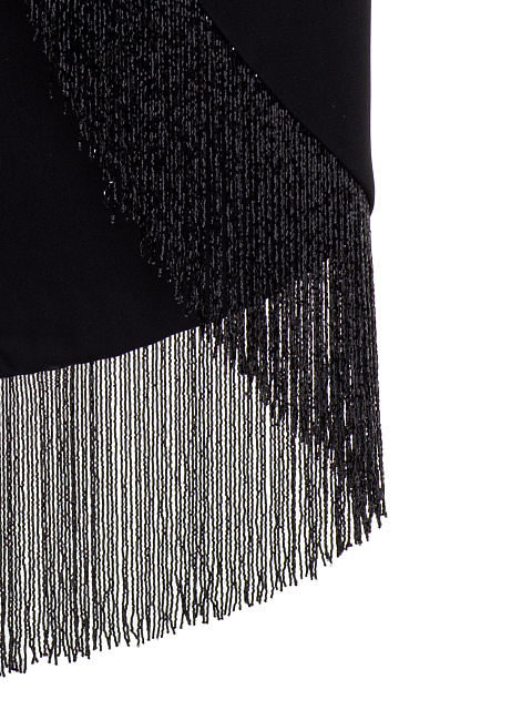 Black Beaded Fringe Silk Maxi Dress, 5 Black Beaded Fringe Silk Maxi Dress, 5