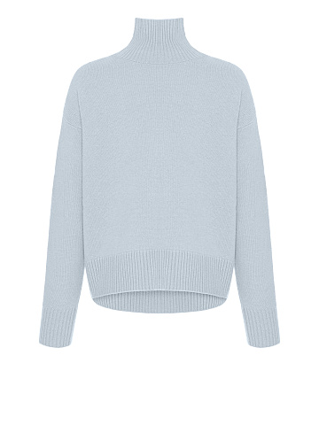 Light Blue Royal Cashmere Turtleneck Sweater, 1