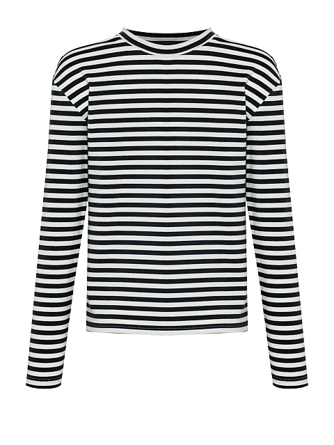 Black and white cotton striped top with light blue print, 1 Black and white cotton striped top with light blue print, 1