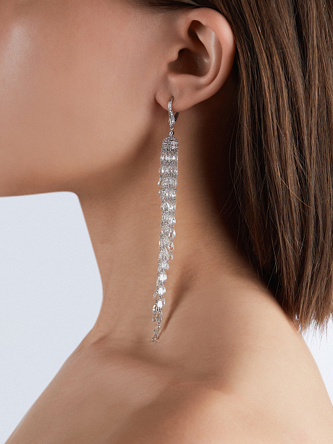 Briolette Diamond & Fancy Cut Diamond & White Gold Tassel Earrings, 2