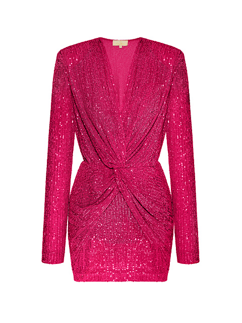 Hot Pink Sequin Draped Mini Dress, 1 Hot Pink Sequin Draped Mini Dress, 1