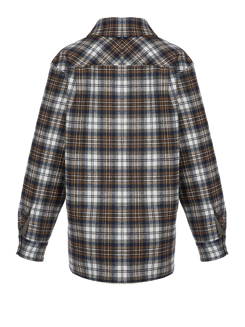 Dark Brown Checked Ivory Faux Fur Lined Shirt, 2 Dark Brown Checked Ivory Faux Fur Lined Shirt, 2