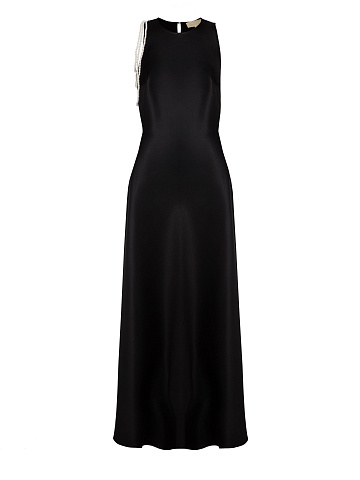Black Maxi Dress With Pearl Threads, 1