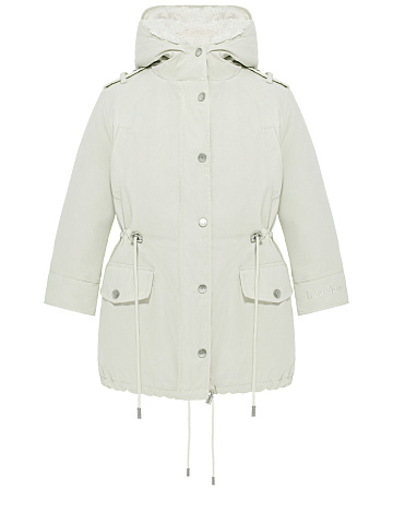 Kids’ milk-colored parka made of raincoat fabric with faux fur, 1
