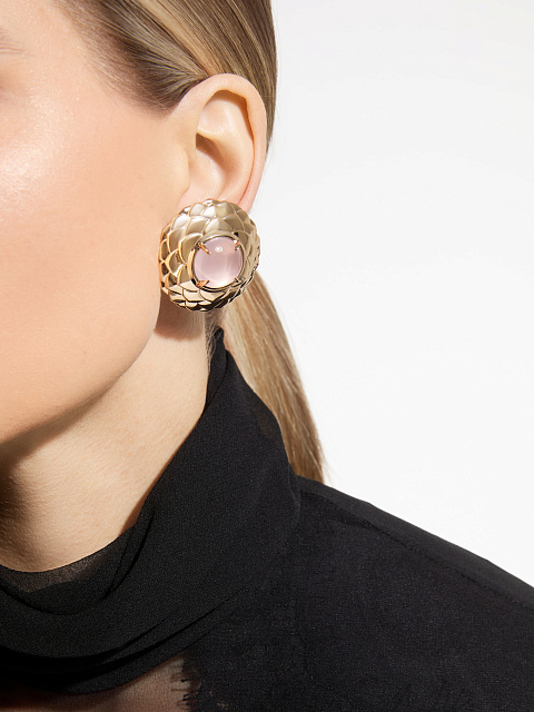 Rose gold earrings with rose quartz, 3