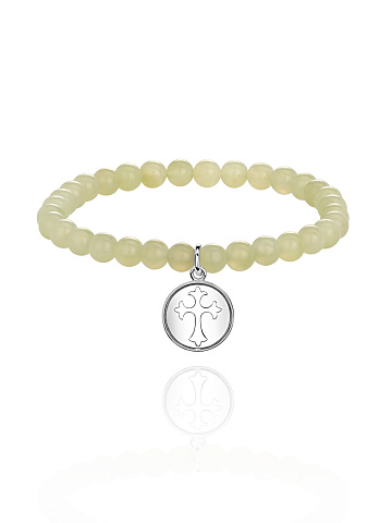 Silver & Jade Beaded Bracelet, 1