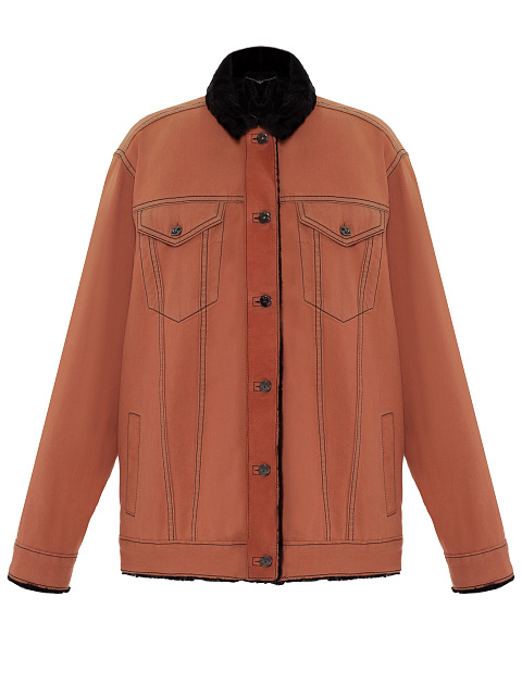 Orange denim jacket with astrakhan fur lining, 1