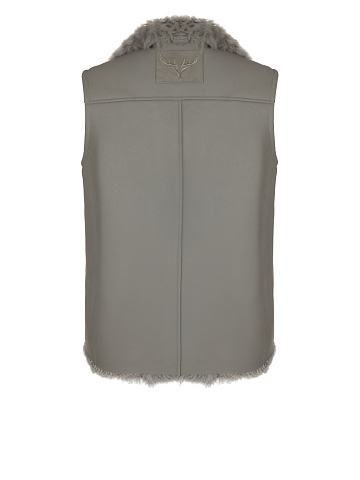 Grey Embroidered Shearling Vest, 2