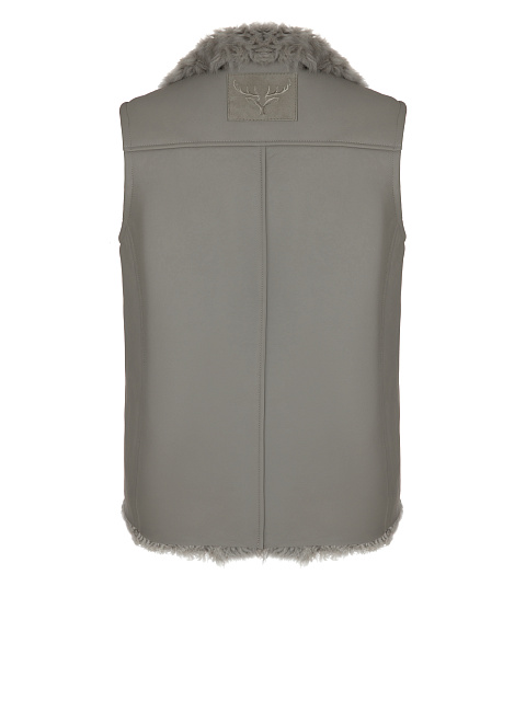 Grey Embroidered Shearling Vest, 2
