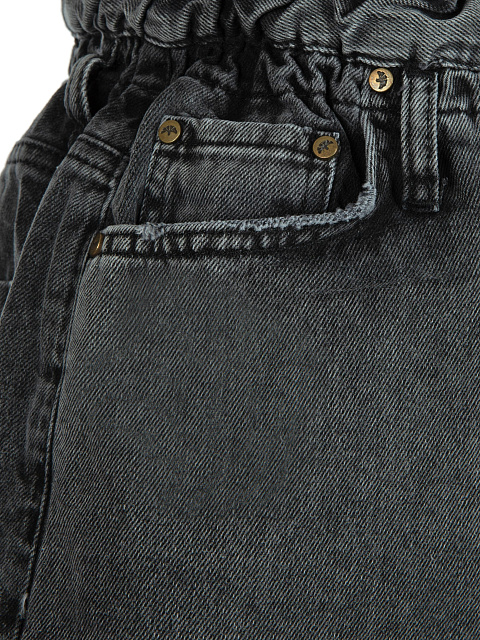 Dark Gray Denim Miniskirt With Holes, 3