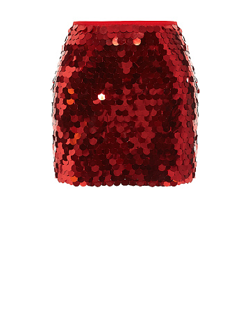 Red Sequined Mini Skirt, 1