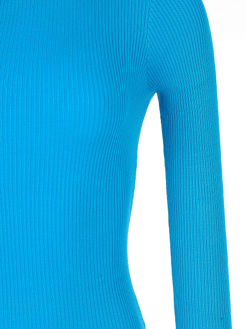 Aqua Blue Ribbed Jersey L/S Round Neck Bodysuit, 3 Aqua Blue Ribbed Jersey L/S Round Neck Bodysuit, 3