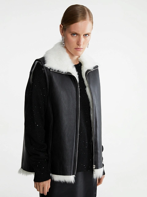 Black & White Shearling Vest, 10 Black & White Shearling Vest, 10