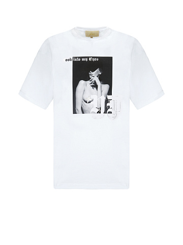 Printed White Cotton T-Shirt, 1