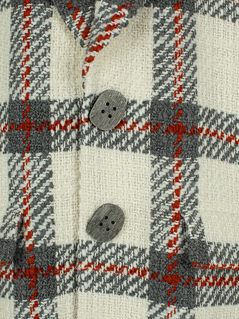 White Oversized Check Wool Coat, 3