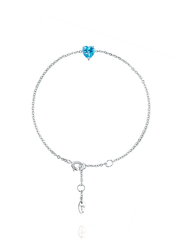 White Gold & Swiss Blue Topaz Heart Bracelet, 1