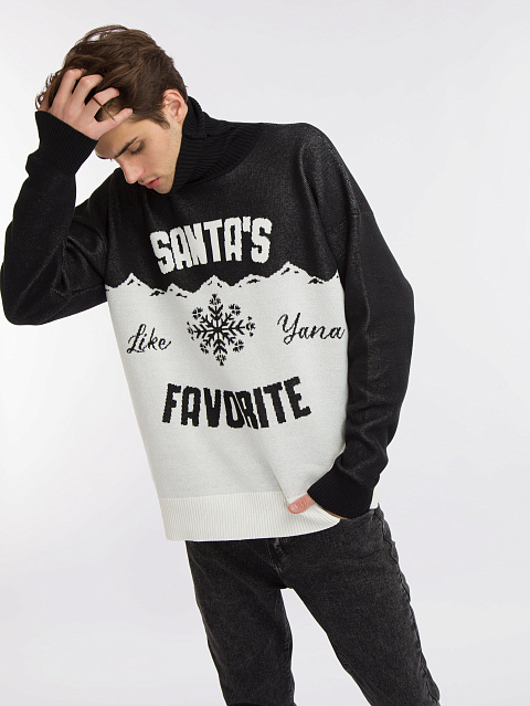 Men's Black & White Santa's Favorite Sweater, 5 Men's Black & White Santa's Favorite Sweater, 5