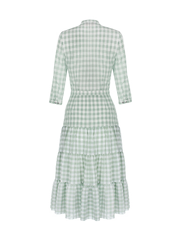 Green Checked Chiffon Midi Dress, 2