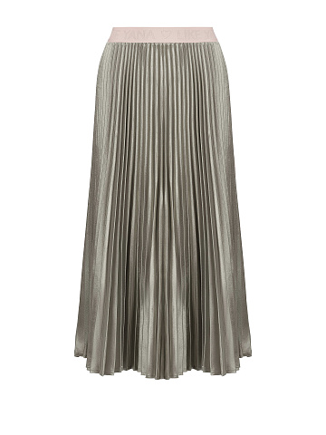 Silver Pleated Midi Skirt, 1
