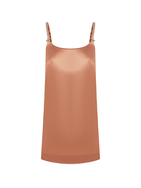 Peach satin mini dress, 1 Peach satin mini dress, 1