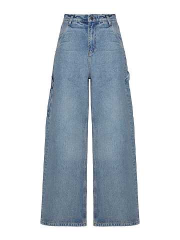 Light Blue "Yana" Wide Leg Cotton Jeans, 1