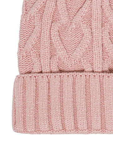 Light pink cable-knit beanie, 2