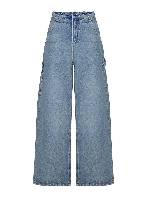 Light Blue "Yana" Wide Leg Cotton Jeans, 1