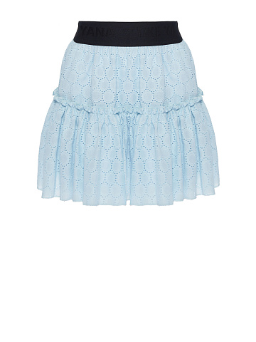 Light Blue Cotton Lace Mini Skirt, 2