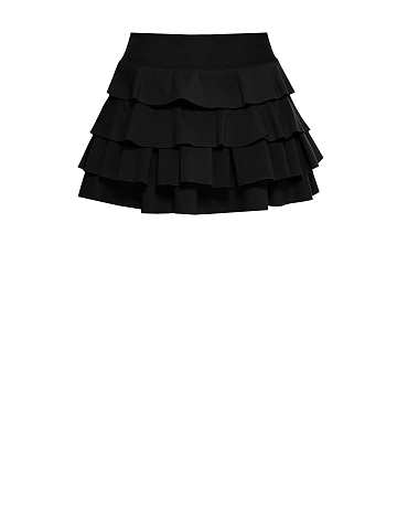 Black Ruffle Jersey Mini Skirt, 1
