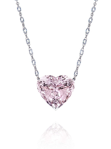 White gold necklace with morganite and diamonds, 1