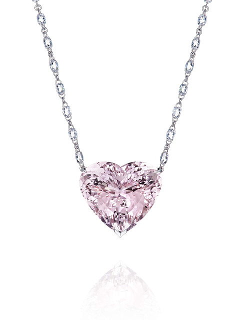 White gold necklace with morganite and diamonds, 1