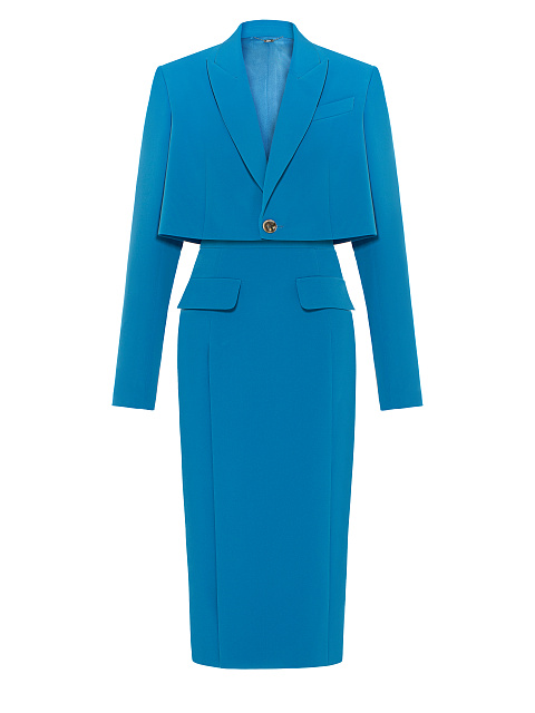 Electric Blue Wool Midi Skirt Suit, 1 Electric Blue Wool Midi Skirt Suit, 1
