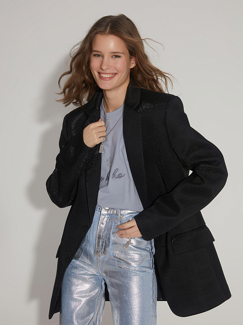 Black single-breasted jacket with lurex, 5 Black single-breasted jacket with lurex, 5