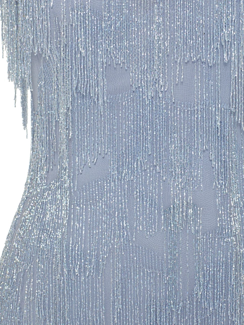 Light Blue Beaded Fringe Chiffon Mini Dress, 3 Light Blue Beaded Fringe Chiffon Mini Dress, 3
