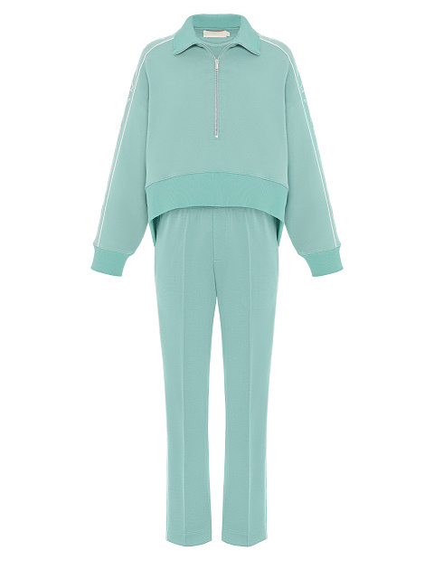 Mint suit with cropped sweatshirt and embroidery, 1 Mint suit with cropped sweatshirt and embroidery, 1