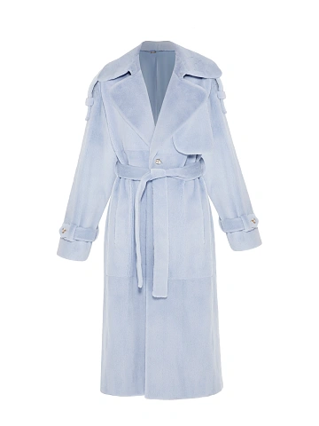 Light Blue Mink Fur Trench Coat, 1