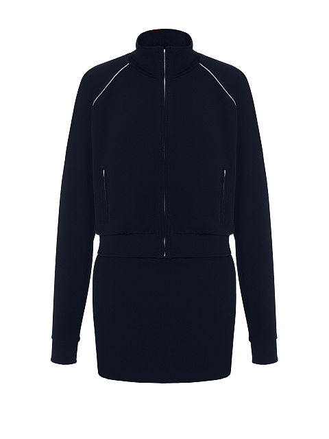 Dark Blue Tracksuit Of Sweatshirt And Mini Skirt, 1