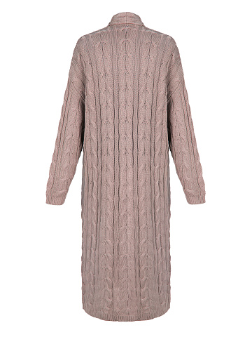 Dust Pink Tencel & Silk Cable Knit Long Cardigan, 2