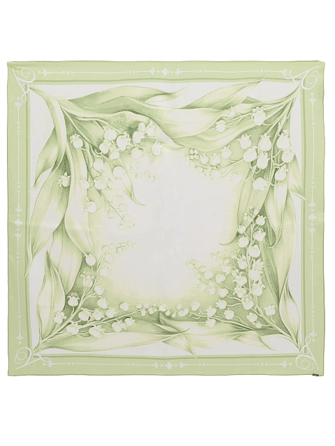 Green Lily Of The Valley Printed Silk Scarf, 1 Green Lily Of The Valley Printed Silk Scarf, 1