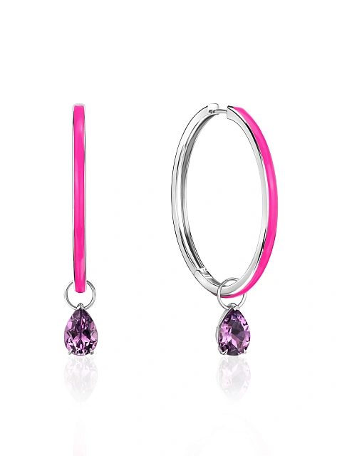 Medium white gold hoops with Tutti Frutti-colored enamel, 5