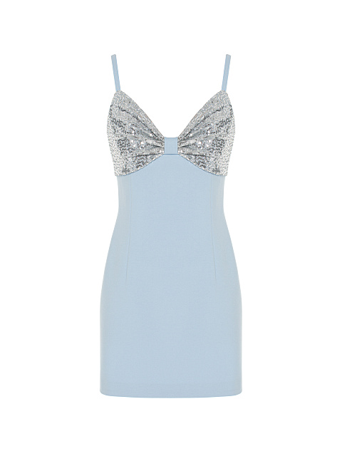 Light Blue & Silver Sequin Jersey Mini Dress, 1 Light Blue & Silver Sequin Jersey Mini Dress, 1